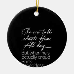 Ornamento De Cerâmica ela pode falar sobre filme o dia todo, mas quando