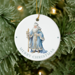 Ornamento De Cerâmica Elaborado Azul St Nicolas Feliz Natal