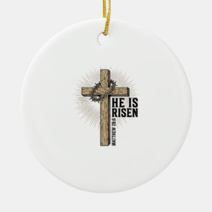 Ornamento De Cerâmica Ele Ressuscitou Cruz Mateus 28_6 Antigo Design Cri