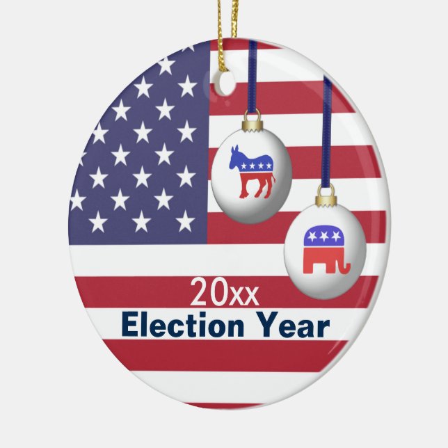 Ornamento De Cerâmica Election Year Republican or Democratic Christmas (Esquerda)