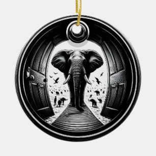 Ornamento De Cerâmica Elefante através da porta do furo Fisheye