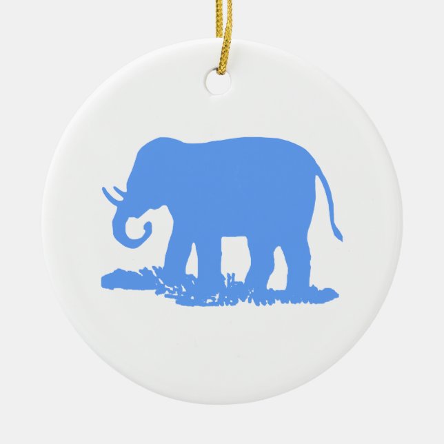 Ornamento De Cerâmica elefante azul (Frente)