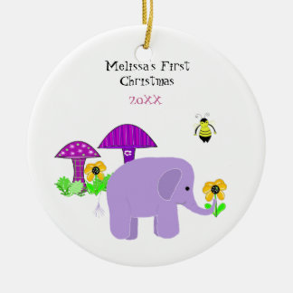 Ornamento De Cerâmica Elefante Bebê no Primeiro Natal