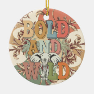 Ornamento De Cerâmica Elefante Bold e Wild
