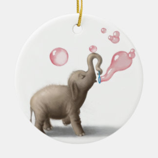 Ornamento De Cerâmica elefante bonito que funde bolhas cor-de-rosa
