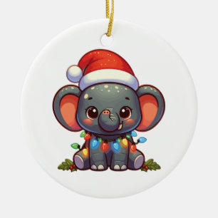 Ornamento De Cerâmica Elefante Feliz Natal Animais de inverno Elefantes