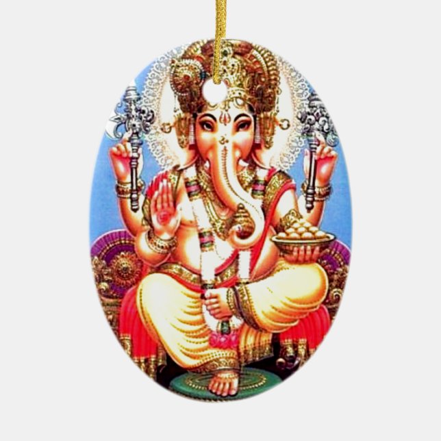 Ornamento De Cerâmica Elefante indiano de Ganesha (गणेश) (Frente)