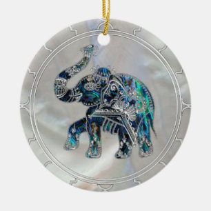 Ornamento De Cerâmica Elefante quadro prata no olmo e na pérola