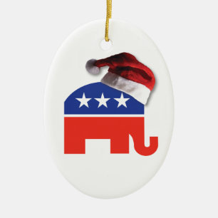 Ornamento De Cerâmica Elefante republicano que veste um chapéu de Papai