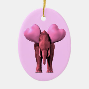 Ornamento De Cerâmica Elefante Rosa Romântico