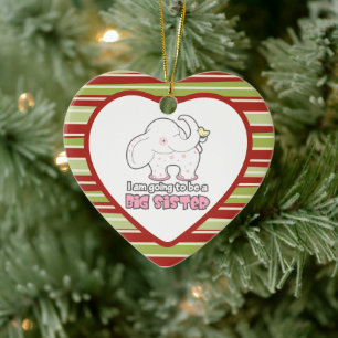 Ornamento De Cerâmica elefante, serei uma irmã mais velha no Natal