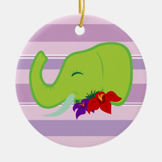 Ornamento De Cerâmica Elefante Verde (Frente)