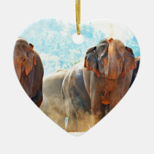 Ornamento De Cerâmica Elefantes Animais Safari Destino Paz Amor