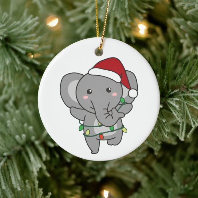 Ornamento De Cerâmica Elefantes de Natal (Árvore)