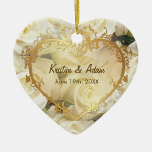 Ornamento De Cerâmica Elegância de Rosa Branca - Personalizar