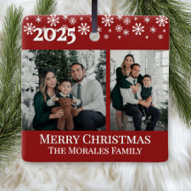 Elegant 2 Photo Red Keepsake Family Photo