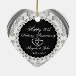 Ornamento De Cerâmica Elegant Diamonds 50th Wedding Anniversary