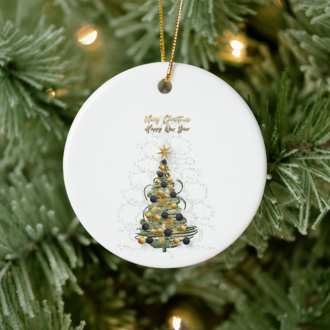 Ornamento De Cerâmica Elegant Gold Christmas tree   ornament  (Árvore)