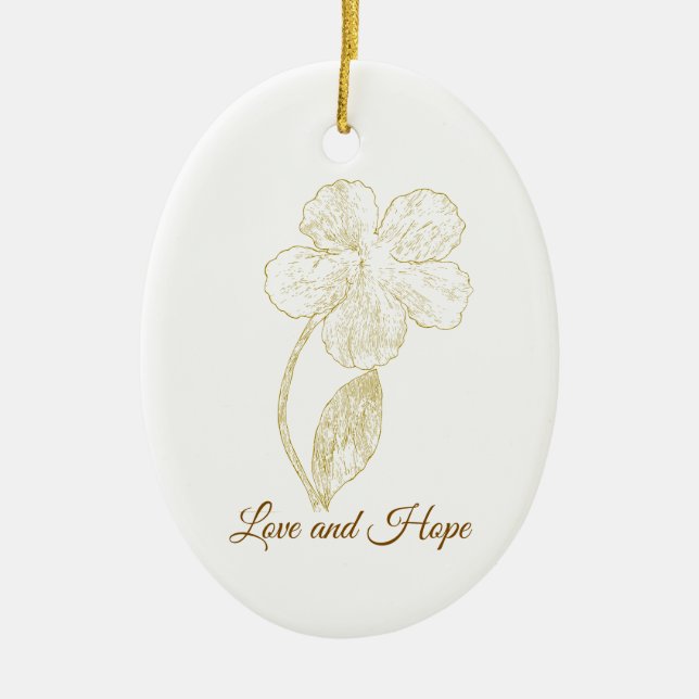 Ornamento De Cerâmica Elegant Gold Foil Look Botanical Flower (Frente)