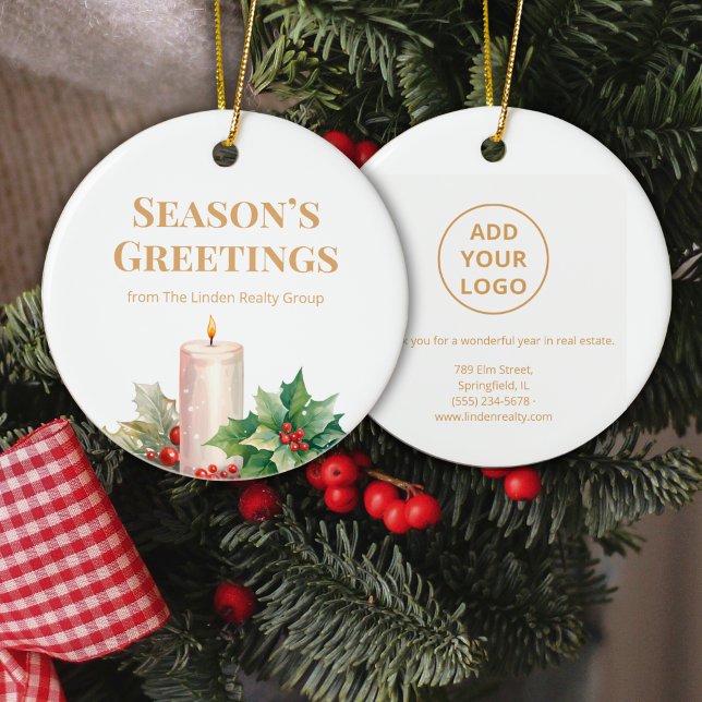 Ornamento De Cerâmica  Elegant Gold Logo Real Estate Ornament (Criador carregado)