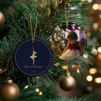 Ornamento De Cerâmica Elegant My First Christmas Personalized ornament