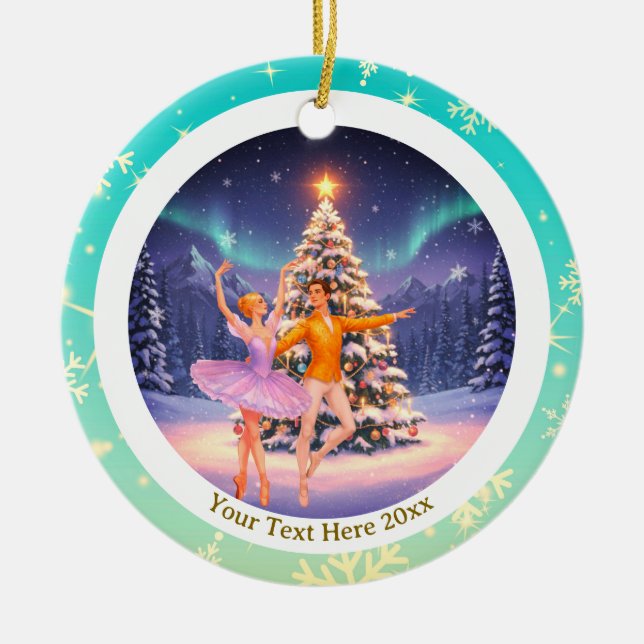 Ornamento De Cerâmica Elegant Nutcracker Ballet Christmas Ballerina Gift (Frente)