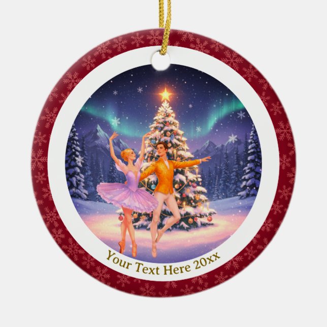Ornamento De Cerâmica Elegant Nutcracker Ballet Christmas Ballerina Gift (Frente)
