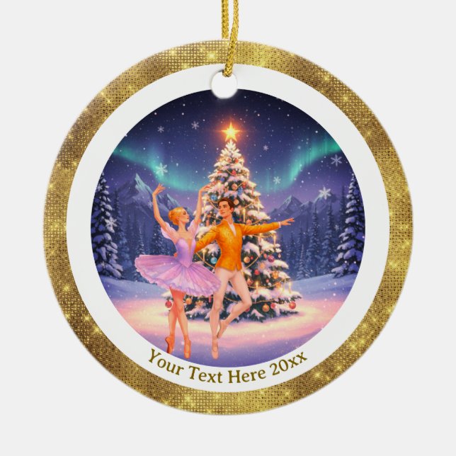 Ornamento De Cerâmica Elegant Nutcracker Ballet Christmas Ballerina Gift (Frente)