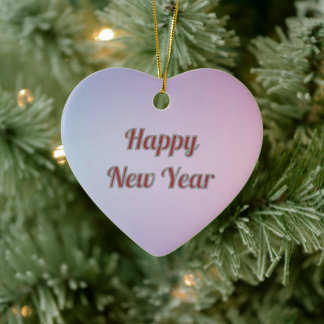 Ornamento De Cerâmica Elegant Pastel Heart Happy New Year Ceramic 
