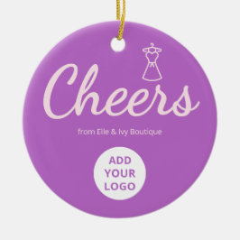 Ornamento De Cerâmica Elegant Script Boutique Logo Ornament