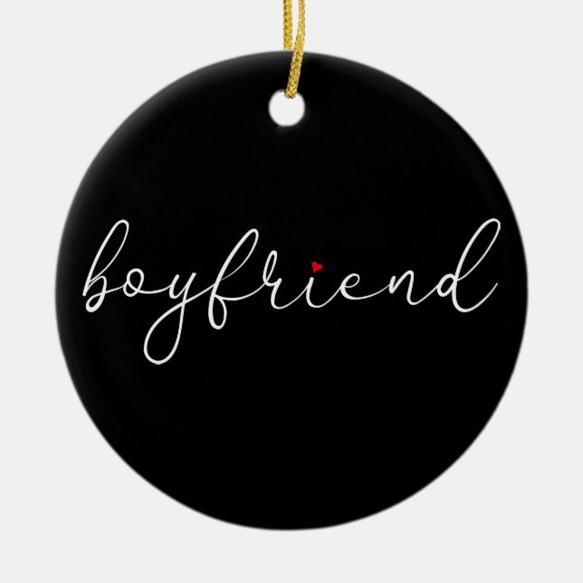 Ornamento De Cerâmica Elegant Script Love Heart Boyfriend Definition (Frente)