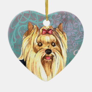 Ornamento De Cerâmica Elegant Yorkie