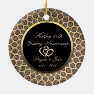 Ornamento De Cerâmica Elegante Aniversário de 50 Anos de Casamento Estil