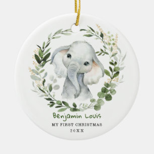 Ornamento De Cerâmica Elegante Baby First 11 rua de Natal Elefante