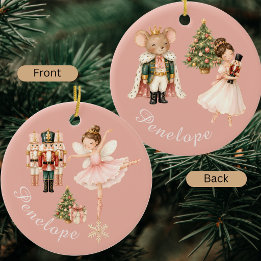 Ornamento De Cerâmica Elegante Bailarina de Nutcracker em Aquarela Balle
