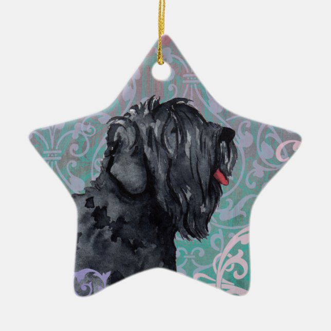 Ornamento De Cerâmica Elegante Black Russian Terrier (Frente)