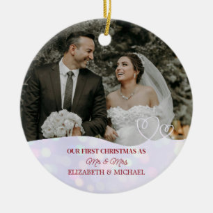 Ornamento De Cerâmica Elegante Botânica Aquarela Para Foto de Casamento