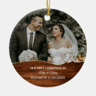 Ornamento De Cerâmica Elegante Botânica Aquarela Para Foto de Casamento