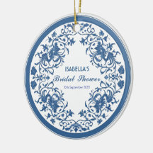 Elegante Chinoiserie Azul Vitoriana Floral Chinesa