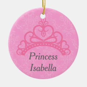 Ornamento De Cerâmica Elegante Damasco Rosa, Tiara de Princesa