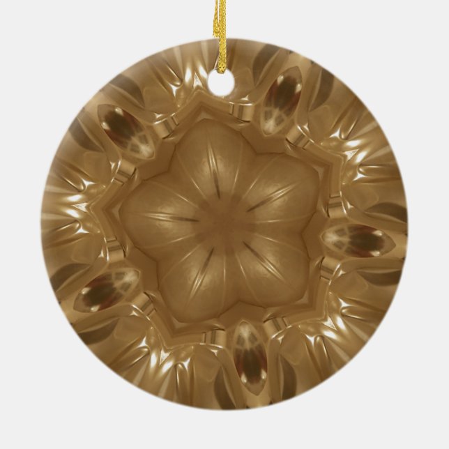 Ornamento De Cerâmica Elegante Design Castanho Caleidoscópio Estrela Dou (Traseira)