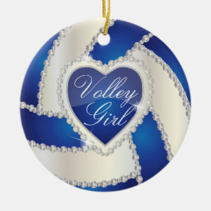 Ornamento De Cerâmica Elegante Diamond Heart Dark Blue Voleibol