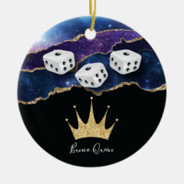 Ornamento De Cerâmica Elegante Girly Glitter Bunco Dice Queen