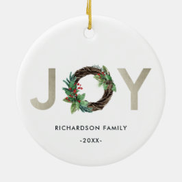 ORNAMENTO DE CERÂMICA ELEGANTE HOLLY BERRY SILVER JOY WREATH NATMAS