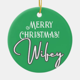 Ornamento De Cerâmica Elegante Na moda Tipografia Feliz Natal Wifey