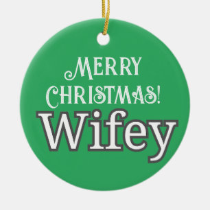 Ornamento De Cerâmica Elegante Na moda Tipografia Feliz Natal Wifey