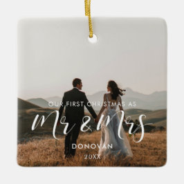 Ornamento De Cerâmica Elegante Nossa Primeira Foto De Natal