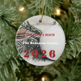 Ornamento De Cerâmica Elegante Pinheiro 2026 Réveillon personalizado seu