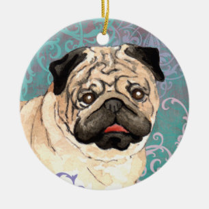 Ornamento De Cerâmica Elegante Pug