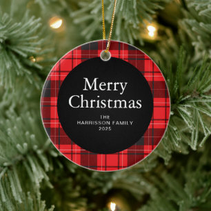 Ornamento De Cerâmica Elegante Red Buffalo Xadrez Família Natal 1 Foto